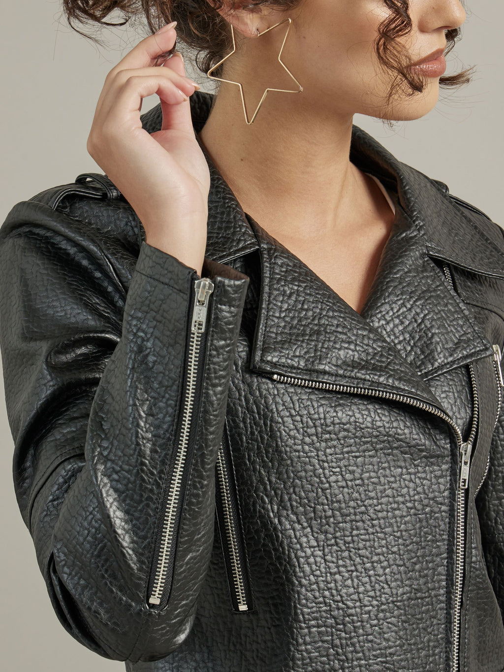 Women's Pebbled Vegan Leather Jacket
