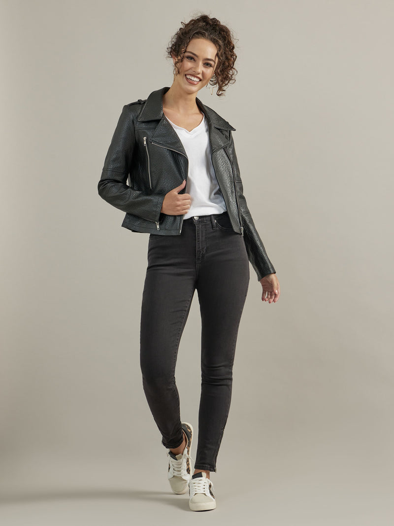 Women's Pebbled Vegan Leather Jacket