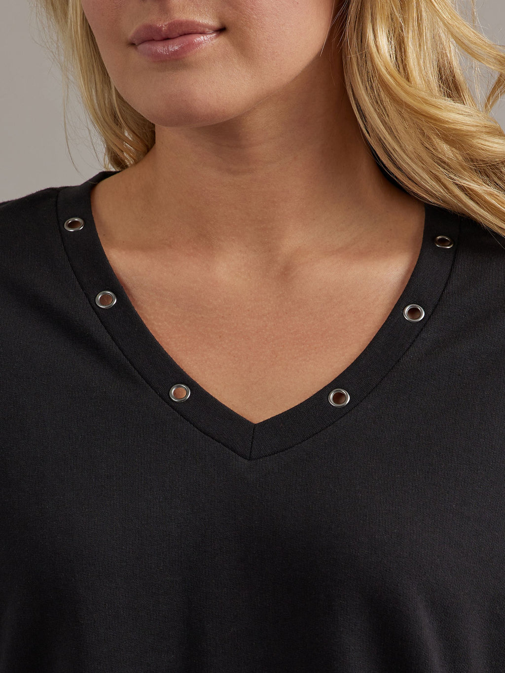 Women's V Neck Grommet Sweatshirt