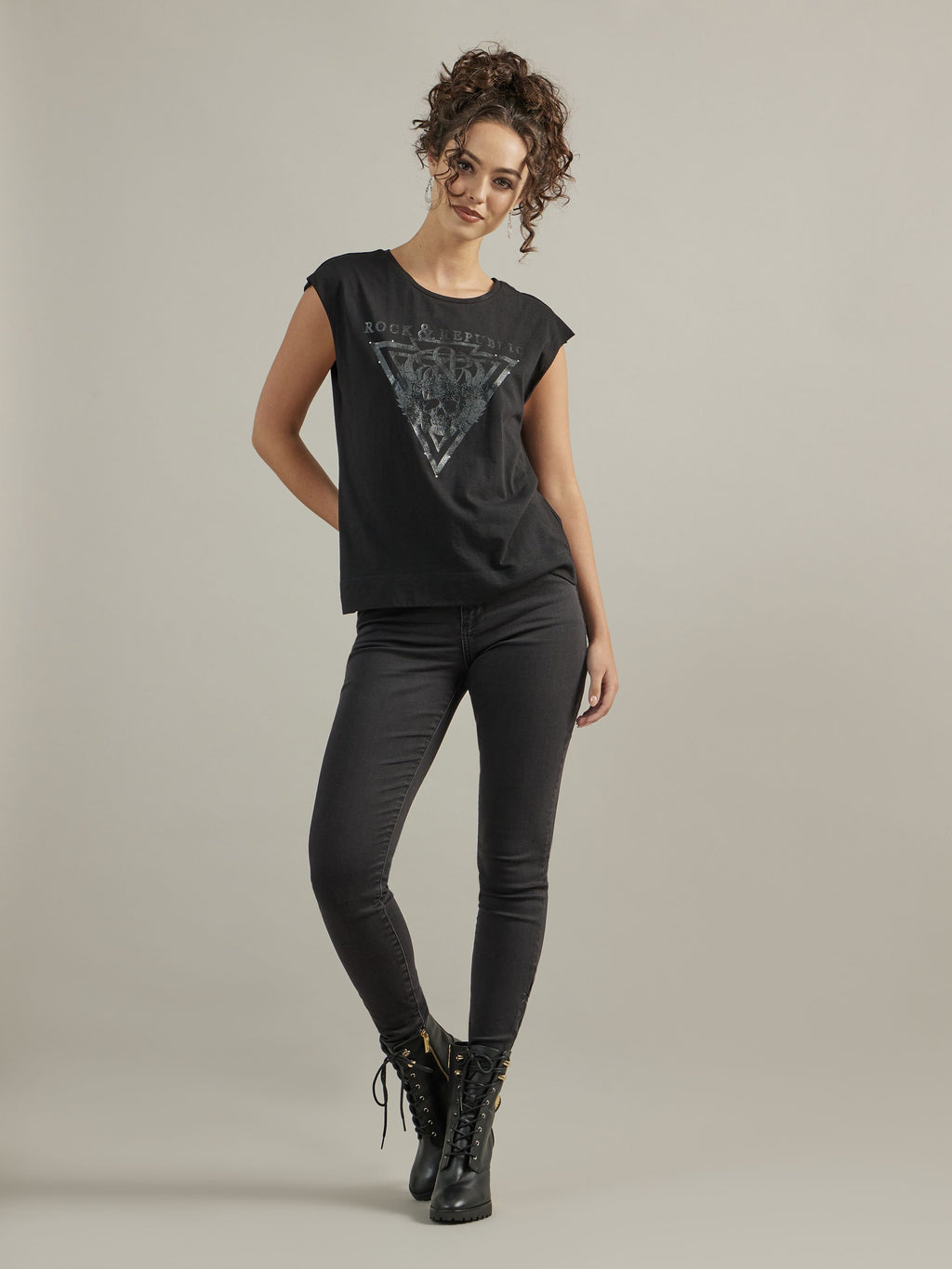 Women's Tonal Skull Muscle Tee