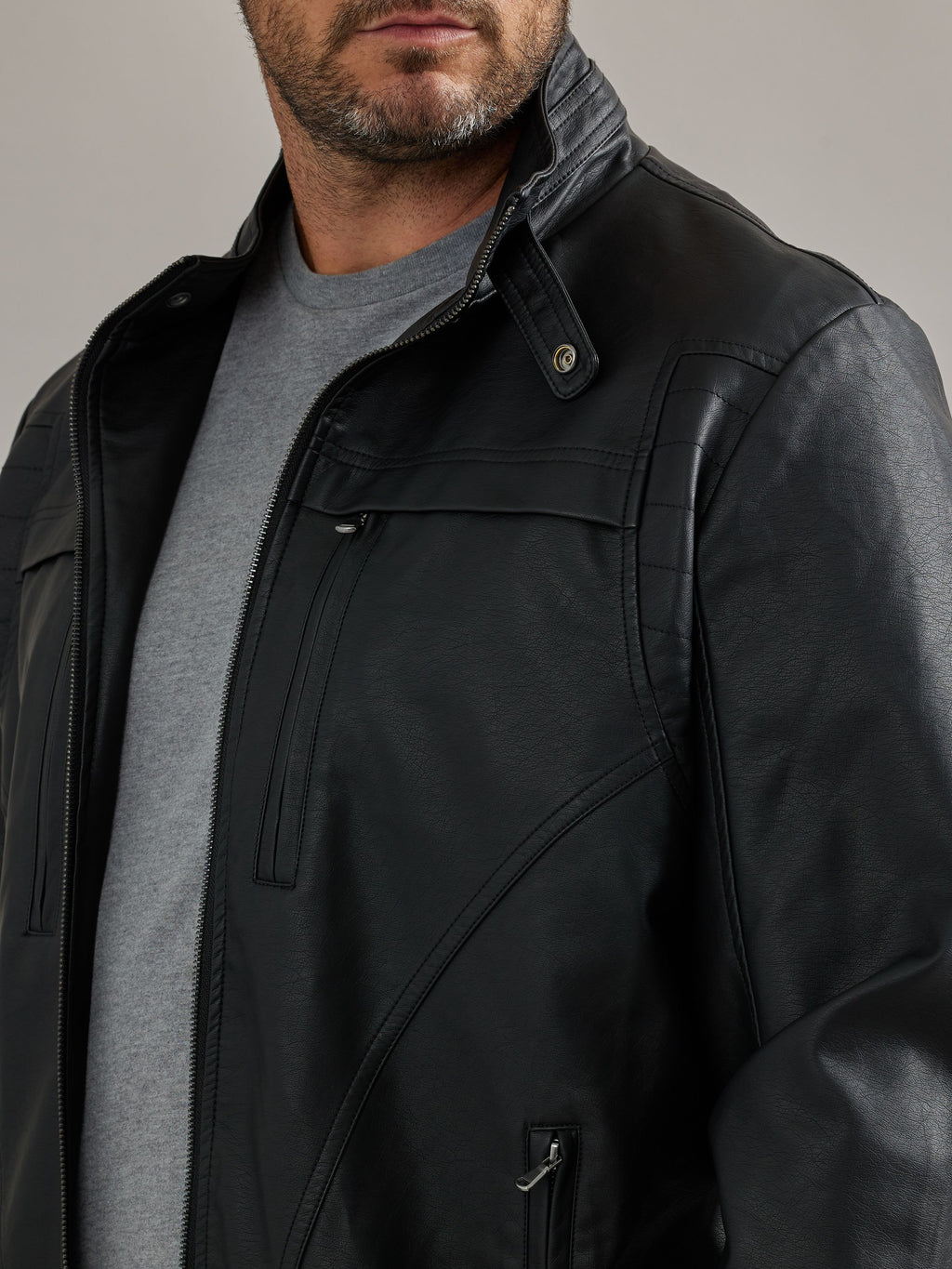 Men's Vegan Leather Biker Jacket