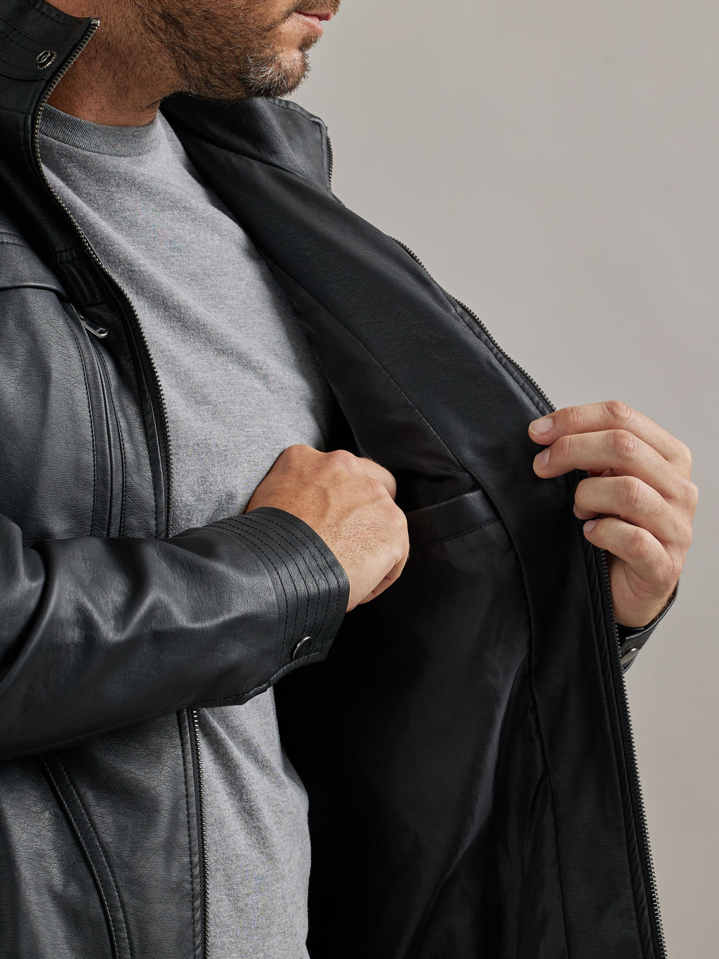 Men's Vegan Leather Biker Jacket