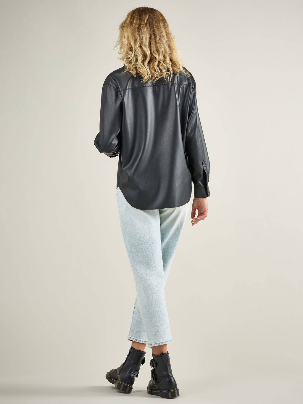 Women's Vegan Leather Shirt Jacket