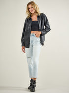 Women's Vegan Leather Shirt Jacket