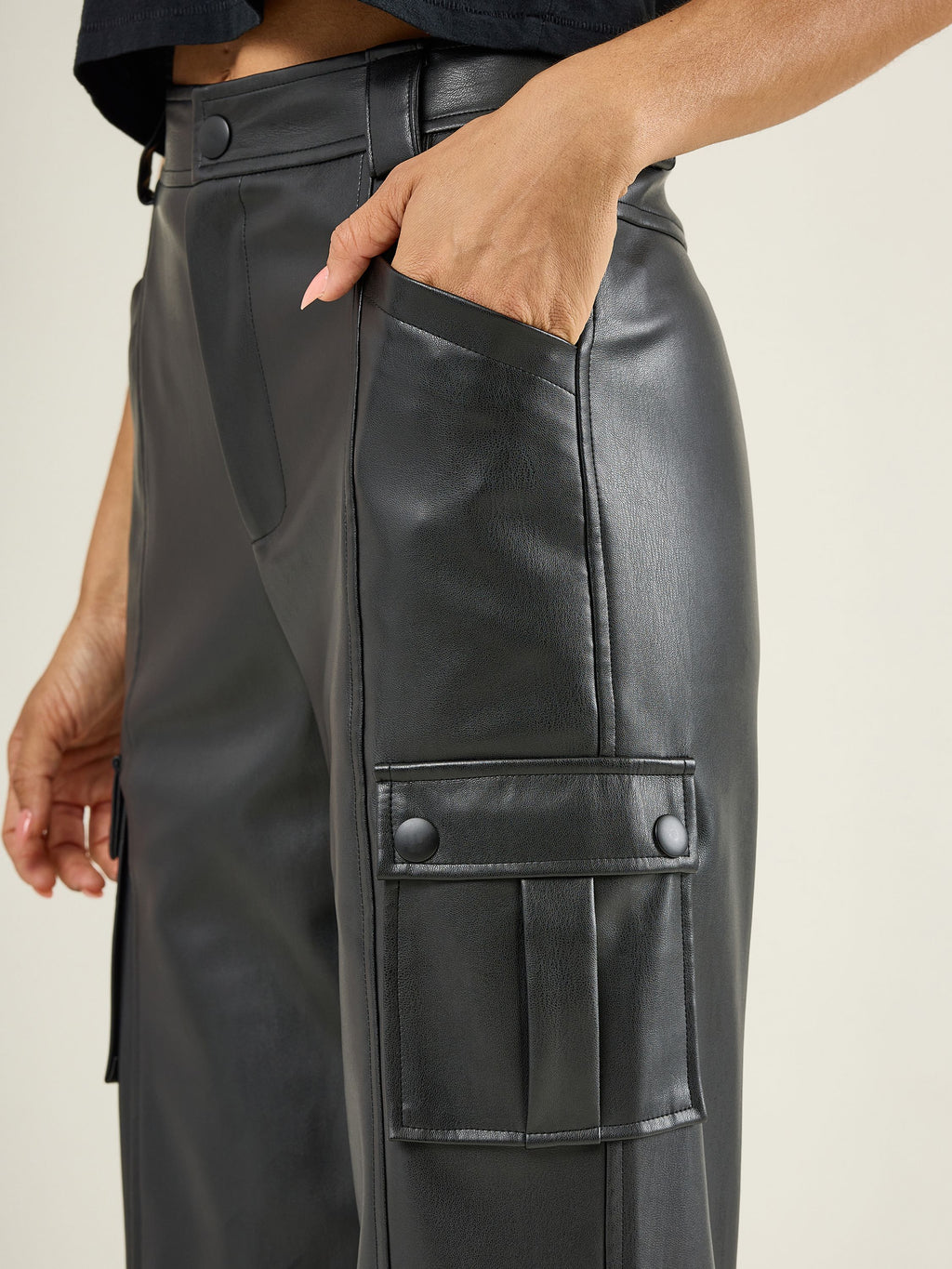 Women's Vegan Leather Cargo Pant