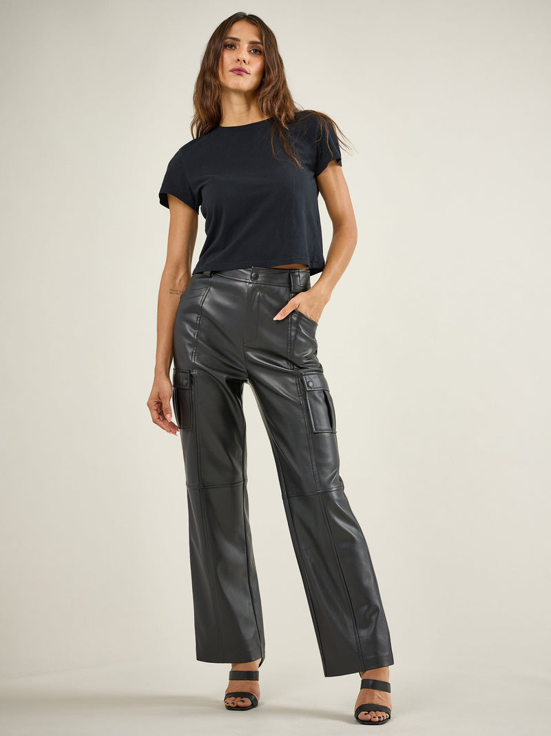 Women's Vegan Leather Cargo Pant